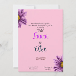Convite para Casamento Inspiração de Flor Roxo