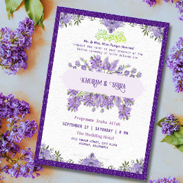 Convite para Casamento Islâmico da Lavanda Roxa Wa