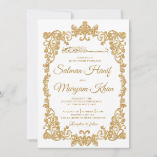 Convite para Casamento Islâmico de Fronteira Branc