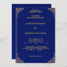 Convite para Casamento Islâmico de Nikah Blue