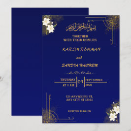 Convite para Casamento Islâmico de Nikah Blue