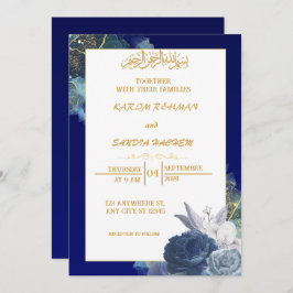 Convite para Casamento Islâmico de Nikah Blue