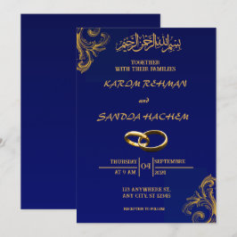 Convite para Casamento Islâmico de Nikah Blue