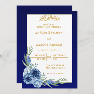 Convite para Casamento Islâmico de Nikah Blue