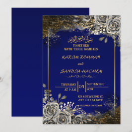 Convite para Casamento Islâmico de Nikah Blue