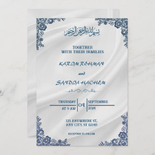 Convite para Casamento Islâmico de Nikah Blue