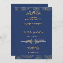 Convite para Casamento Islâmico de Nikah Blue