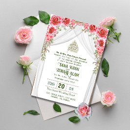 Convite para Casamento Islâmico de Nikah Red Flora