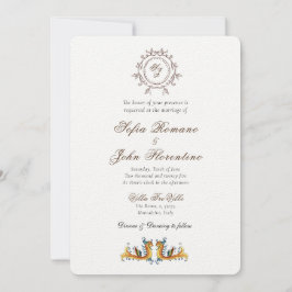 Convite para casamento italiano Elegante Monogramm