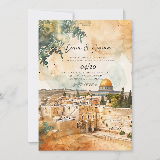 Convite para Casamento Judaico | Jerusalém — Convi (Frente)