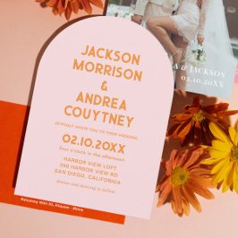 Convite para Casamento Laranja e Cor-de-Rosa de Ve