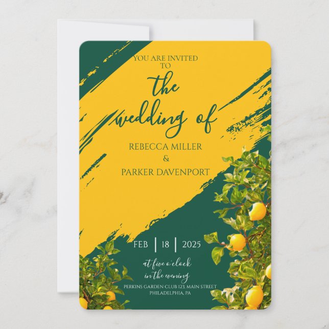 Convite para Casamento Lemon Grove Romance (Frente)