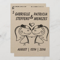 Convite para Casamento Lésbica de Rústico Doodle