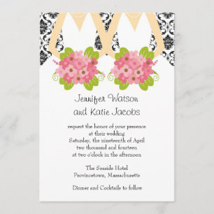 Convite para Casamento Lésbico Damask