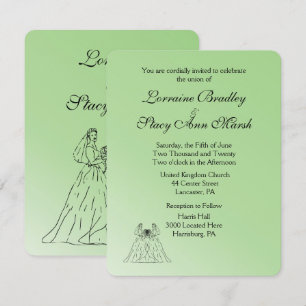 Convite para Casamento Lésbico Verde