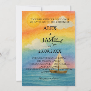 Convite para Casamento LGBT Sunset Ocean