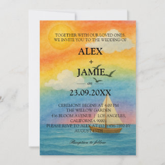 Convite para Casamento LGBT Sunset Ocean