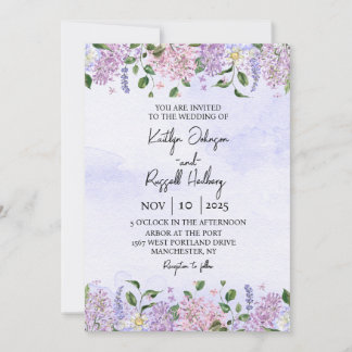 Convite para Casamento Lilac Watercolor
