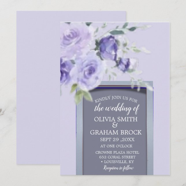 Convite para Casamento Lilac Watercolor (Frente/Verso)