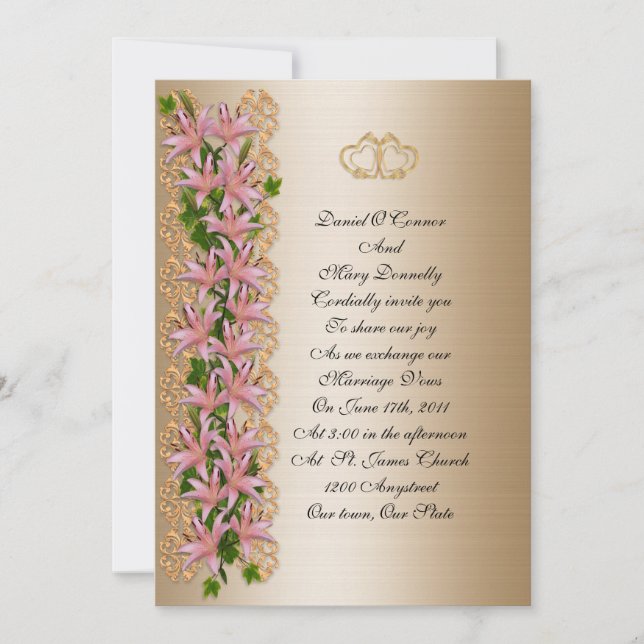 Convite para casamento Lily floral elegante (Frente)