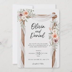 Convite para Casamento Livre Floral Russo Branco C