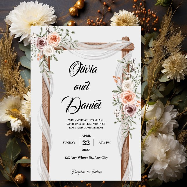 Convite para Casamento Livre Floral Russo Branco C (Criador carregado)