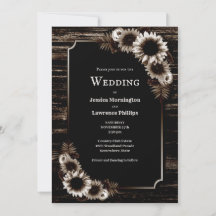 Convite Para Casamento Madeira Escura Rústica Flor