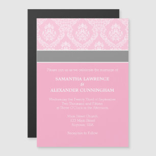 Convite para Casamento Magnético de Damasco Rosa