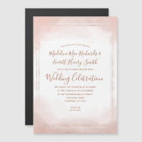 Convite para Casamento Magnético Dourado, Rosa Esb