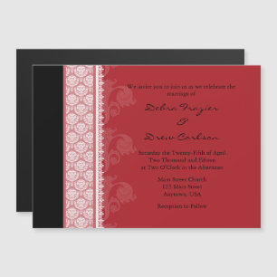 Convite para Casamento Magnético Red Black Modern