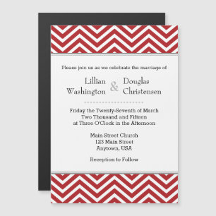 Convite para Casamento Magnético Red Chevron