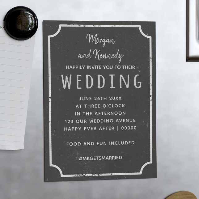 Convite para Casamento Magnético Rustic Chalkboard (A magnetic wedding invitation with a casual rustic chalkboard vibe. Just add the details of yours)