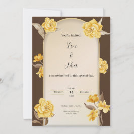 Convite para Casamento Marrom Moderno e Amarelo