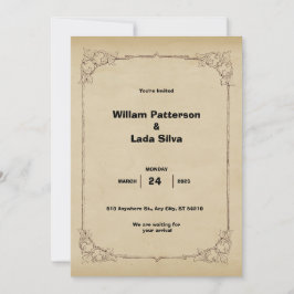 convite para casamento marrom vintage