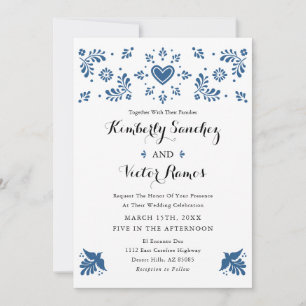 Convite para casamento mexicano Talavera inspirado
