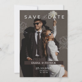 Convite para Casamento Minimalista Branco Castanho