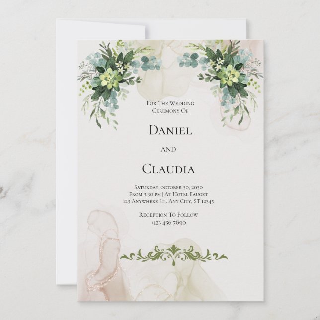 Convite para Casamento Minimalista de Brown Cream (Frente)