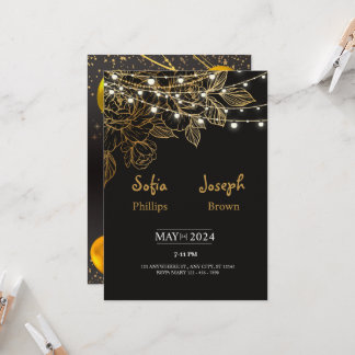 Convite para Casamento Minimalista do Elegante Neg