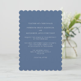 Convite para Casamento Minimalista Dusty Blue