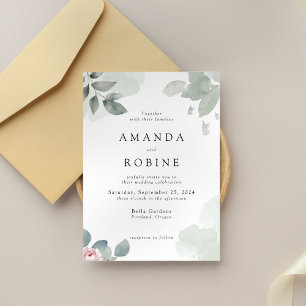 Convite para Casamento Minimalista Eucalyptus Gree