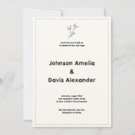 Convite para Casamento Minimalista Negro e Creme