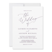 Convite para Casamento Minimalista Purple Plum Mod