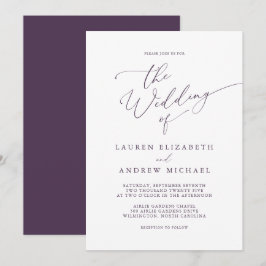 Convite para Casamento Minimalista Purple Plum Mod