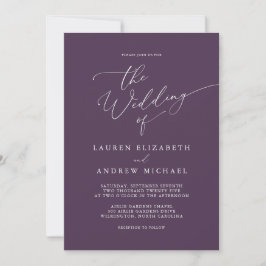 Convite para Casamento Minimalista Purple Plum Mod