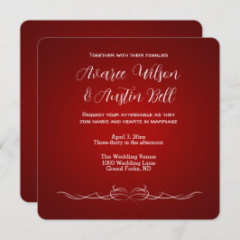 Convite para Casamento Minimalista Ruby Red e Whit