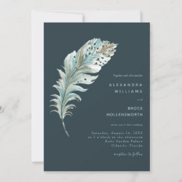 Convite para Casamento Mínimo do Teal Blue Boho