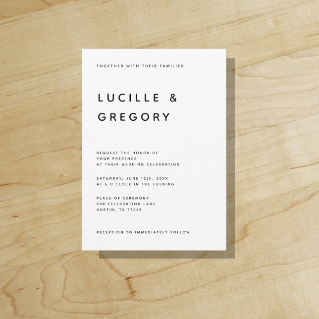 Convite para Casamento Moderno Amigável ao Orçamen ("Everyday is abundantly beautiful." 
Sincerely Best Wishes from Lucky Design World)