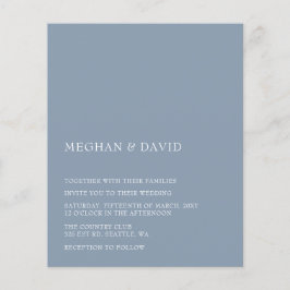 Convite para Casamento Moderno Azul com Dusty