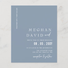 Convite para Casamento Moderno Azul com Dusty