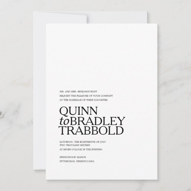 Convite para casamento MODERNO BLACK AND WHITE GLA (Frente)